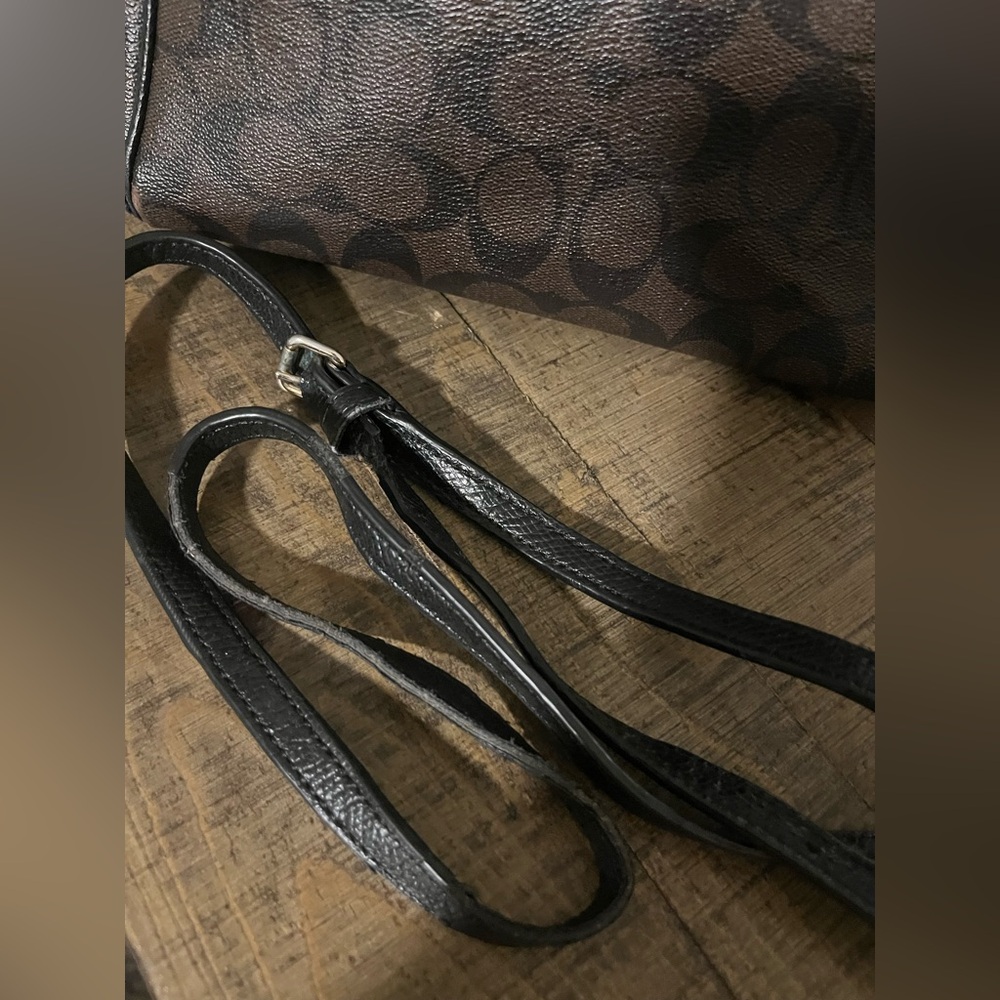 Coach Brown and Black Signature Satchel Crossbody NO STRAP - Picture 10 of 13